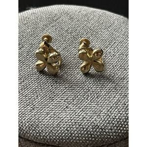 Napier Clip On Screw Back Earrings Retro Gold Tone Flower Stud Cocktail Career
